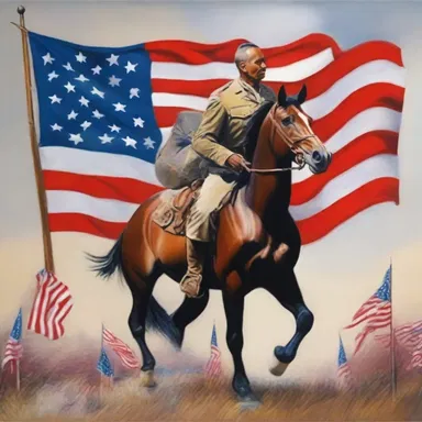 The artist expressed his allegiance to his country through a powerful and patriotic painting.