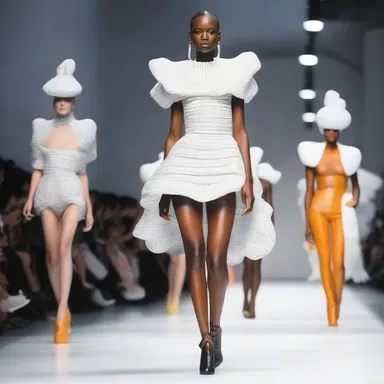 The runway show featured avant-garde designs that served as an allegory for the chaos and unpredictability of modern society.