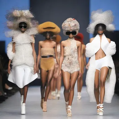 The runway show featured avant-garde designs that served as an allegory for the chaos and unpredictability of modern society.