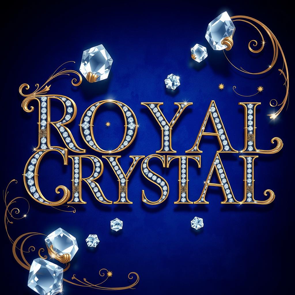 An elegant and luxurious design featuring the words 'ROYAL CRYSTAL' in an ornate, royal style
