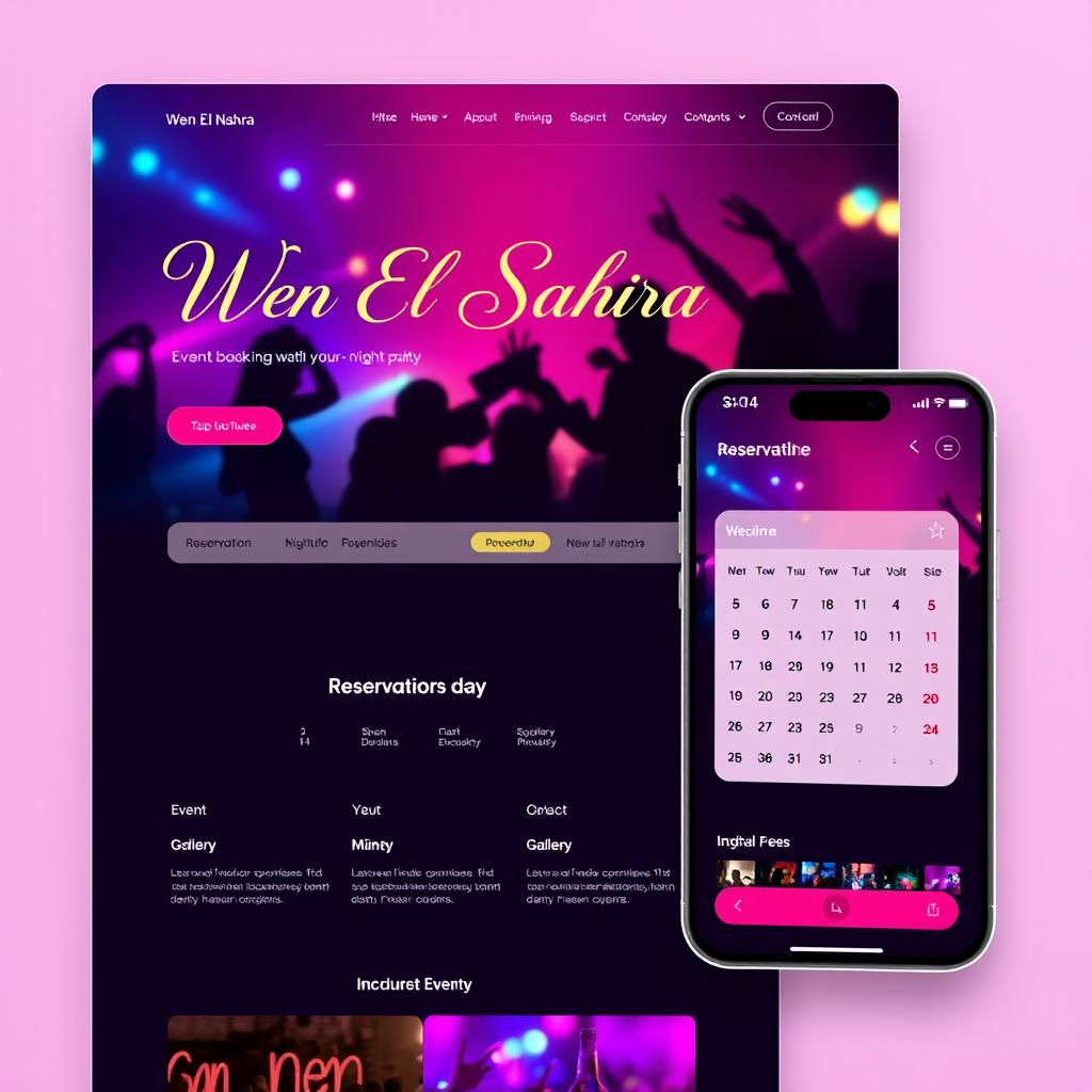 A sleek and modern website and application template for reservations for an event night party