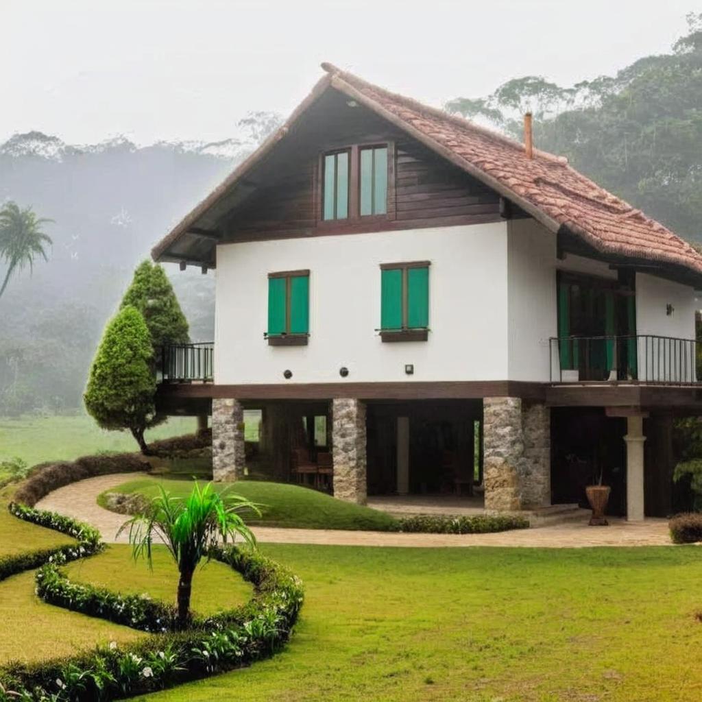 modify this photo for me. keep the essence of the house, but also modfiy it. and the grass qround just make it more beautiful