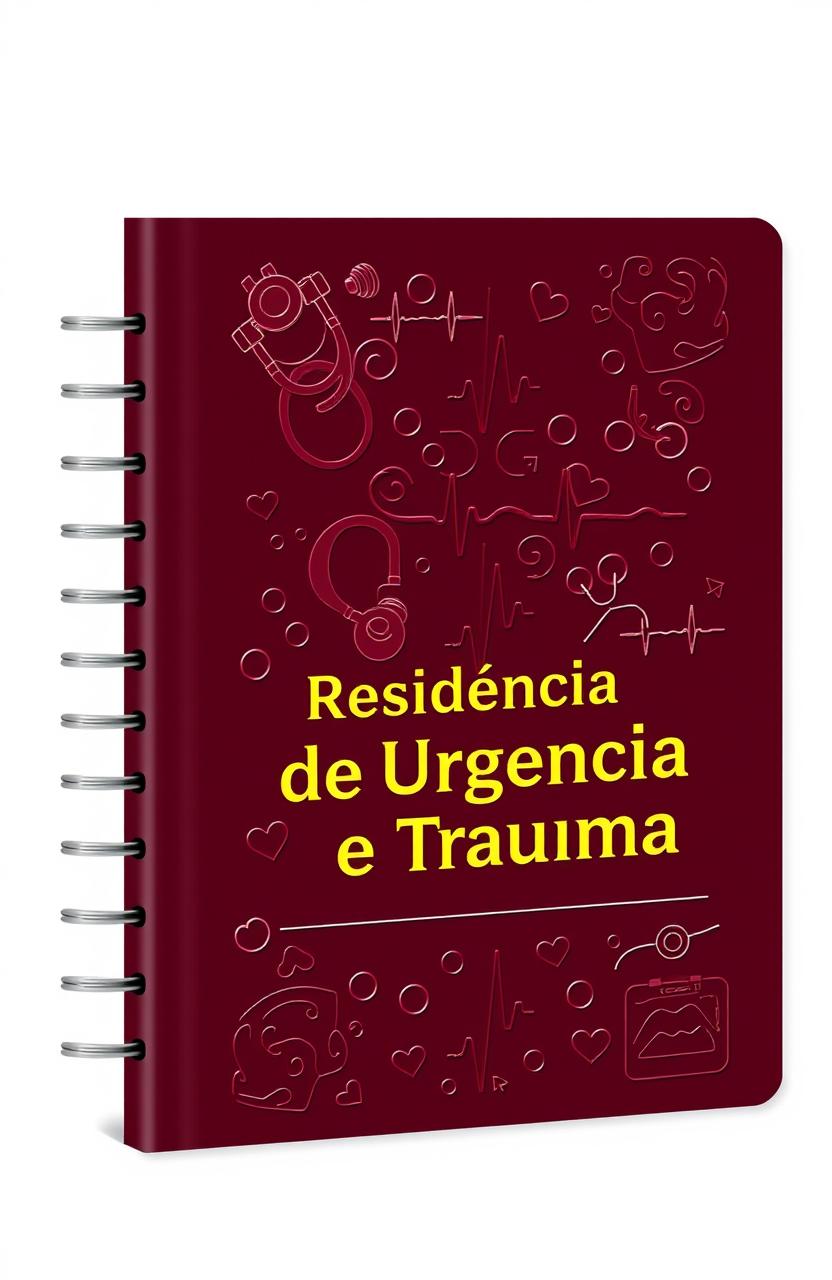 A stylish and elegant cover design for a notebook dedicated to the field of Emergency and Trauma Residency