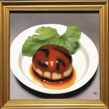 The painting showcased at the museum beautifully depicted a delicacy drizzled with allemande sauce.