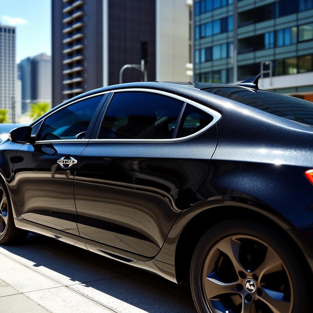 A stunning 2011 black Kia Cerato parked in an urban setting, showcasing its sleek design and polished body