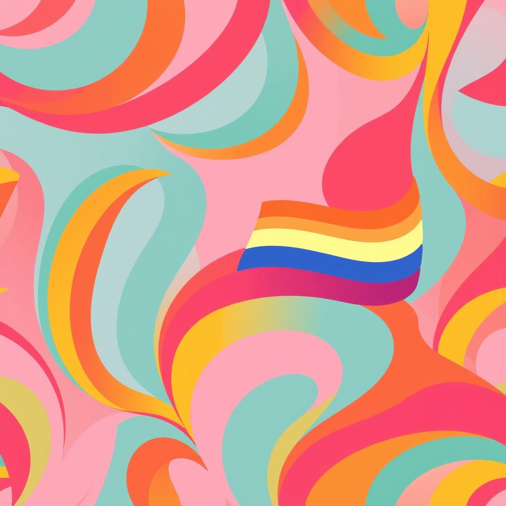 An artistic representation of a vibrant pattern filled with the colors of the lesbian flag, which includes various shades of pink, orange, and yellow arranged beautifully