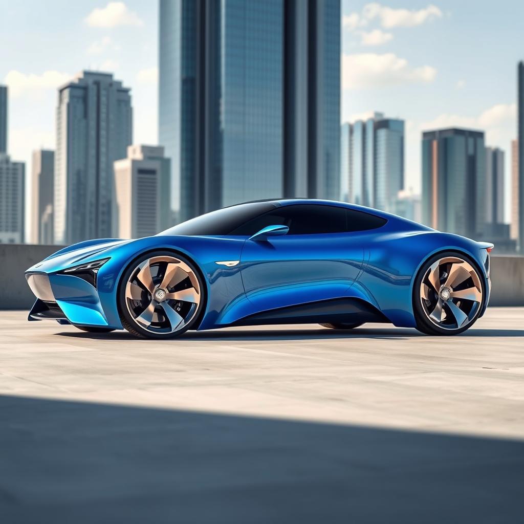 A sleek, futuristic car design featuring smooth curves and a low profile