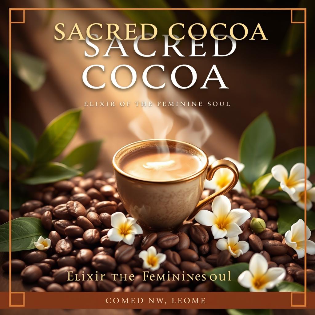 A captivating eBook cover for "Sacred Cocoa: Elixir of the Feminine Soul