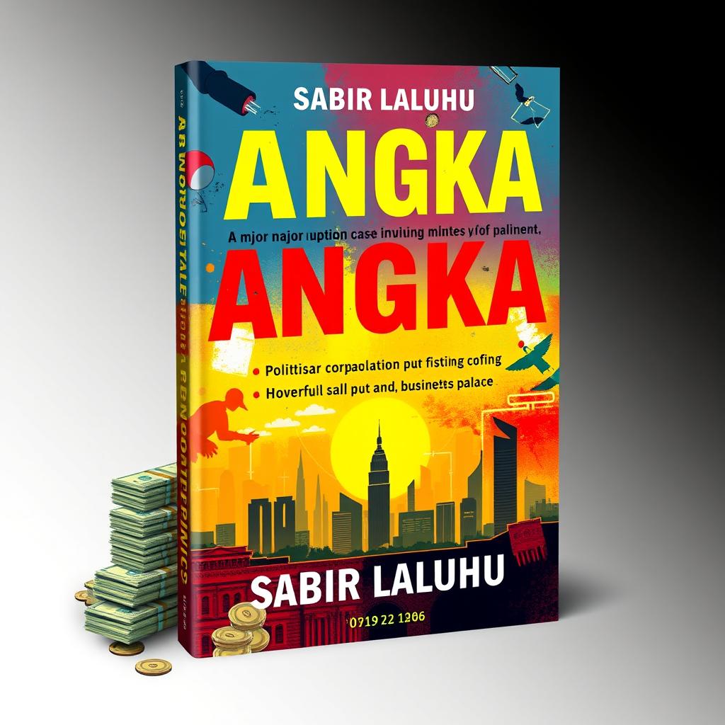 A vibrant and modern novel cover design for a book titled "ANGKA" by author Sabir Laluhu