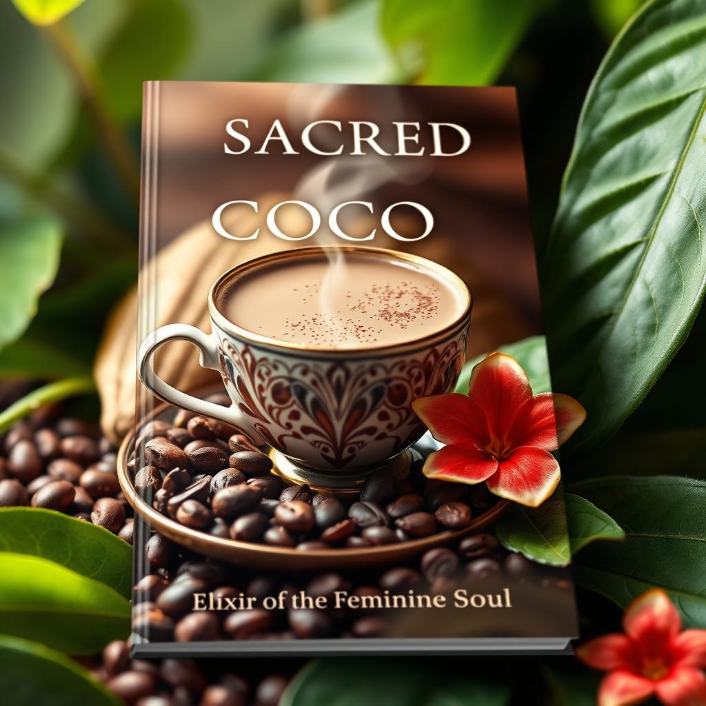 An elegant eBook cover for "Sacred Cocoa: Elixir of the Feminine Soul