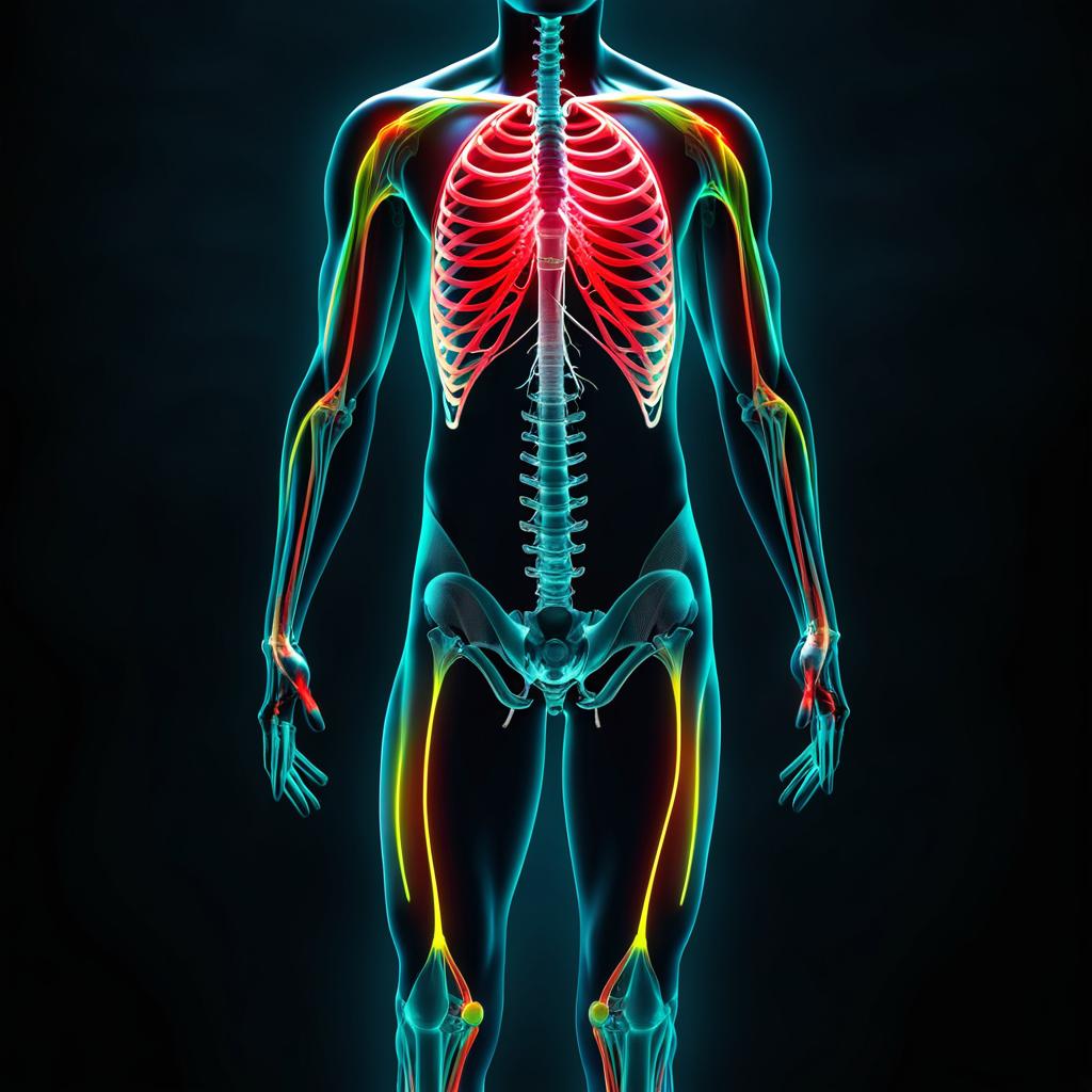 keep the same image add neon colored veins to the body as if it was poisoned