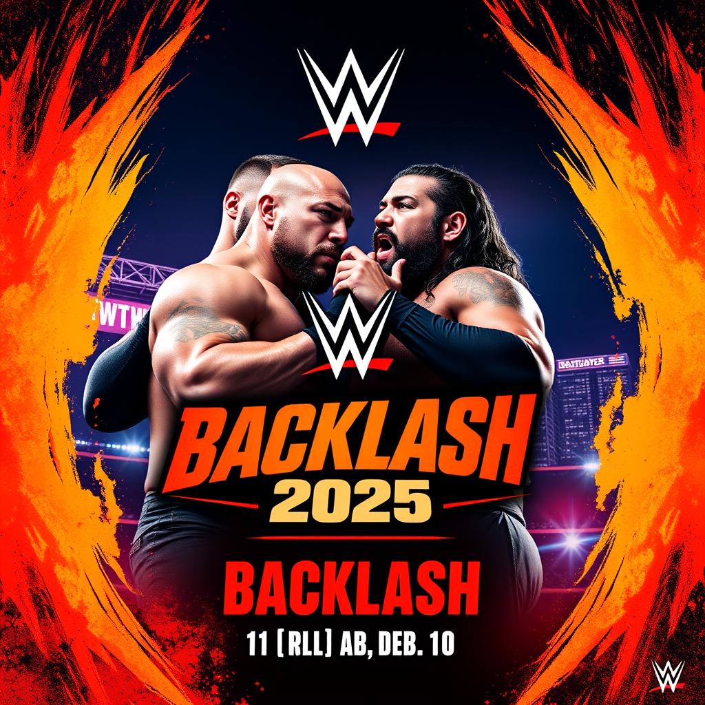A vibrant WWE poster for the 2025 pay-per-view event 'Backlash', scheduled after WrestleMania 41