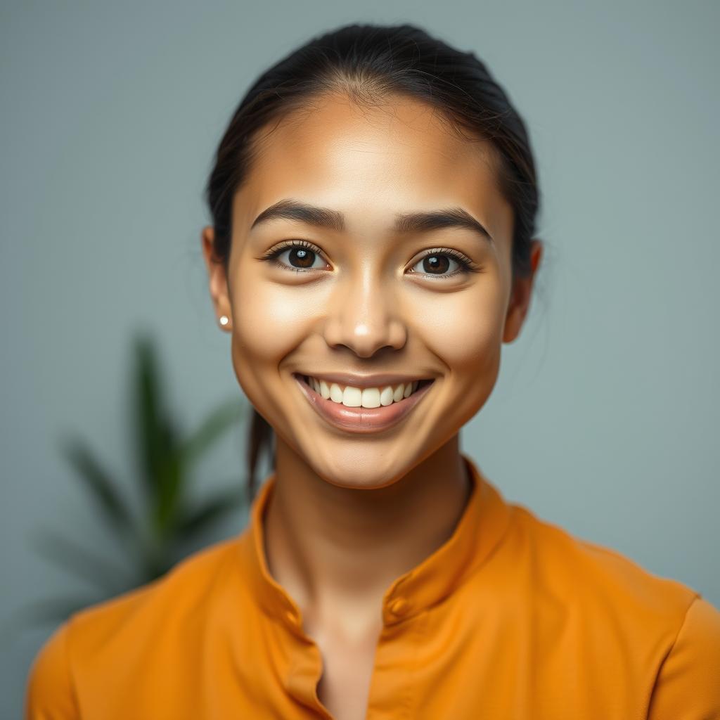 A natural and candid portrait for an ID photo, focusing on soft lighting to enhance the features