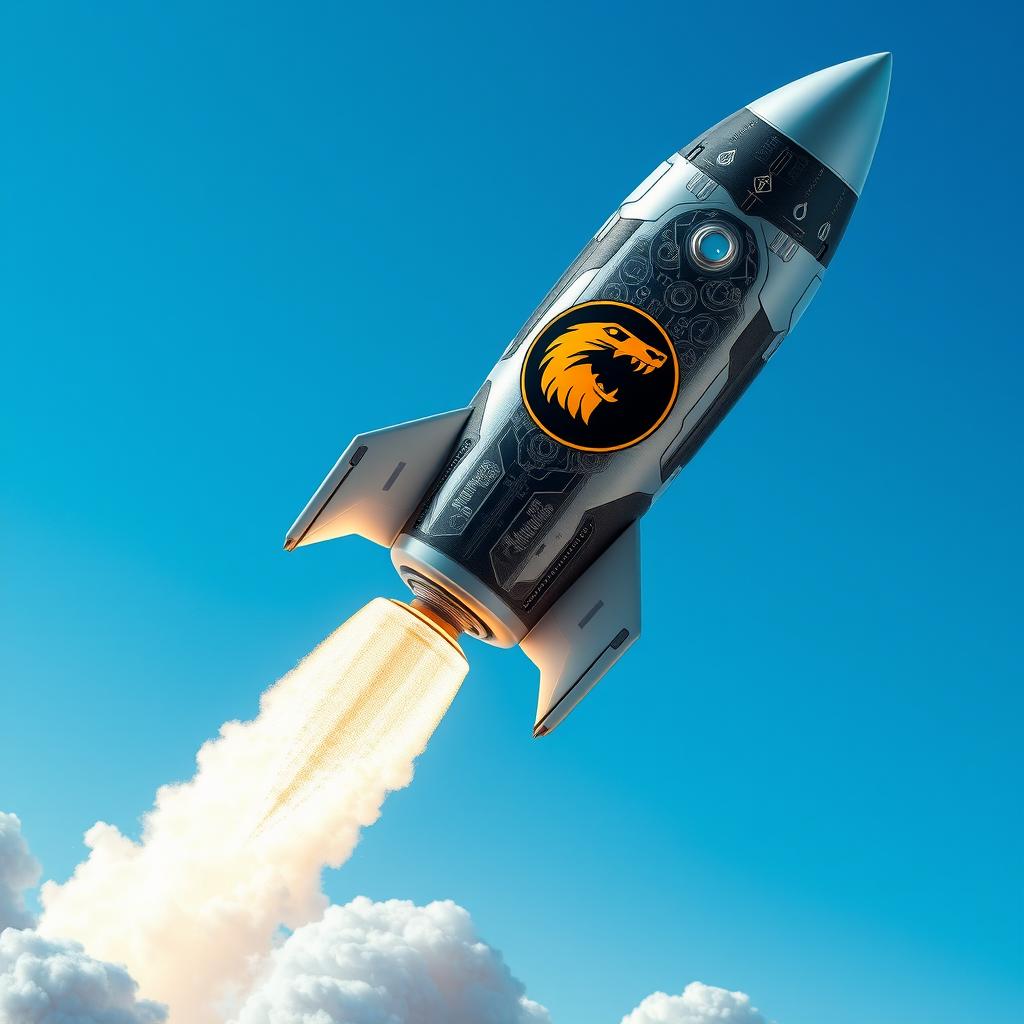 A futuristic and sleek rocket design, adorned with intricate patterns and technology, featuring the iconic Seal Fang emblem prominently displayed