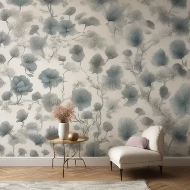 The alliaceous-inspired wallpaper design adds a touch of botanical elegance to the room.