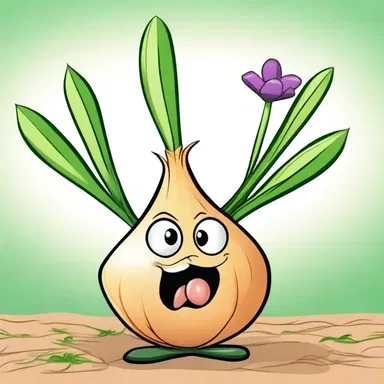 In the cartoon, the alliaceous plant was depicted as a talking onion with a pungent odor.
