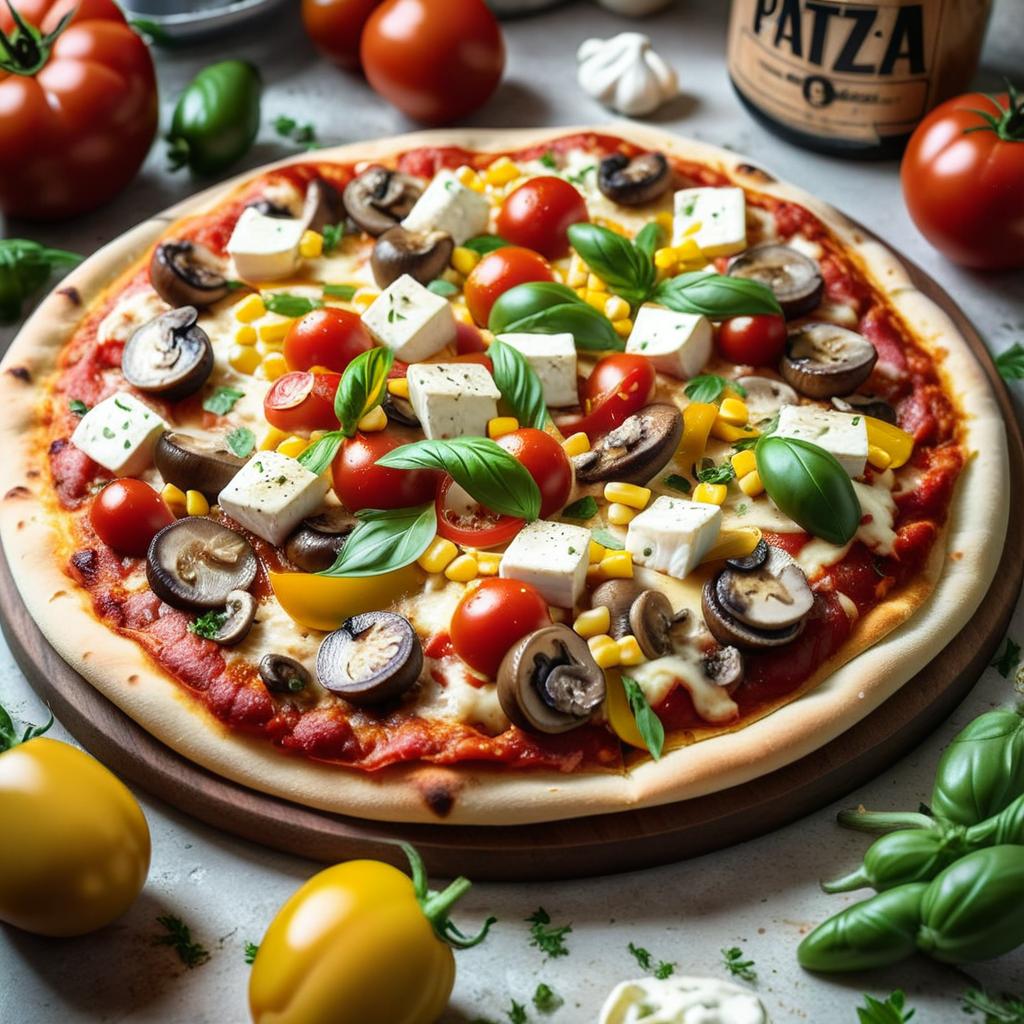 make pizza - Fresh tomatoes, sweet corn, capsicum  and mushrooms, combined with melted mozzarella for a refreshing bite.