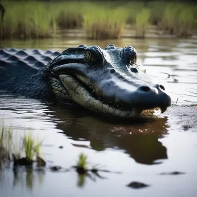 The horror movie featured a terrifying alligator lurking in the dark swamp.