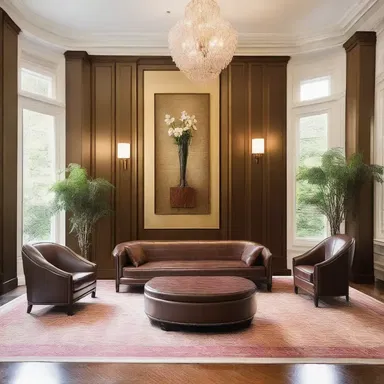 The luxurious couch in the lobby was upholstered in alligator leather, adding a touch of elegance to the space.