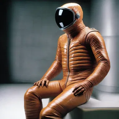 In the distant future, humans have created synthetic alligator leather that is used to make advanced space suits.