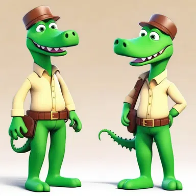 The animated character wore a stylish belt made of alligator leather, giving him a cool and trendy look.