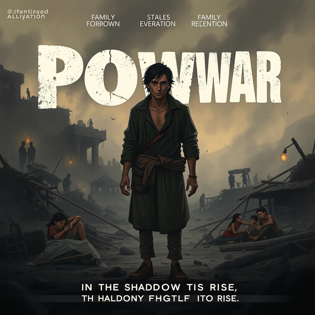 A poignant movie poster for a 2D adult animated film that tackles the themes of war and poverty