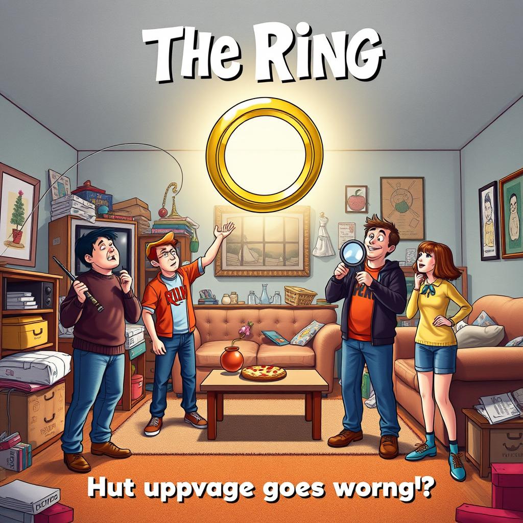 A comedy movie poster titled "The Ring" featuring a humorous take on the concept of a mysterious ring
