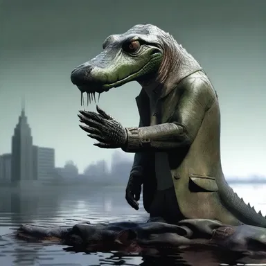 The protagonist's hands began to alligator due to his hard work and exposure to harsh conditions.