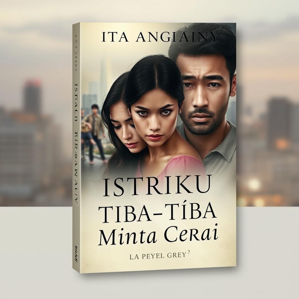 A captivating novel cover design for the book titled 'Istriku Tiba-tiba Minta Cerai' by Ita Angrainy