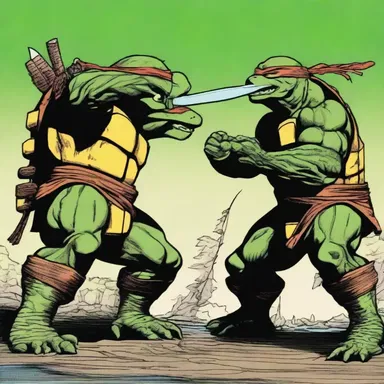 In the comic book series 'Teenage Mutant Ninja Turtles', master Splinter defeats an alligator snapping turtle villain named Leatherhead.