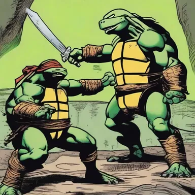 In the comic book series 'Teenage Mutant Ninja Turtles', master Splinter defeats an alligator snapping turtle villain named Leatherhead.