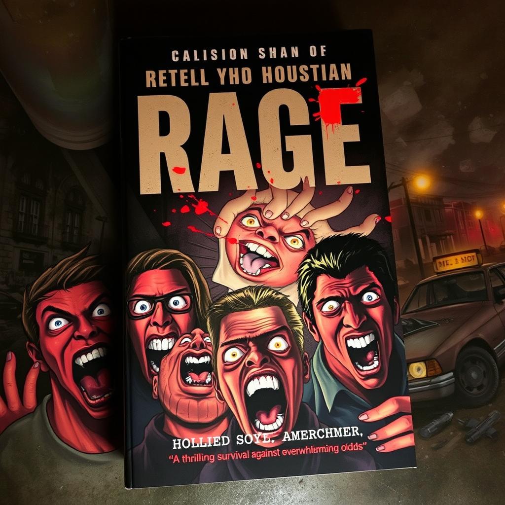 A book cover depicting a dramatic scene of infected individuals transformed by rage