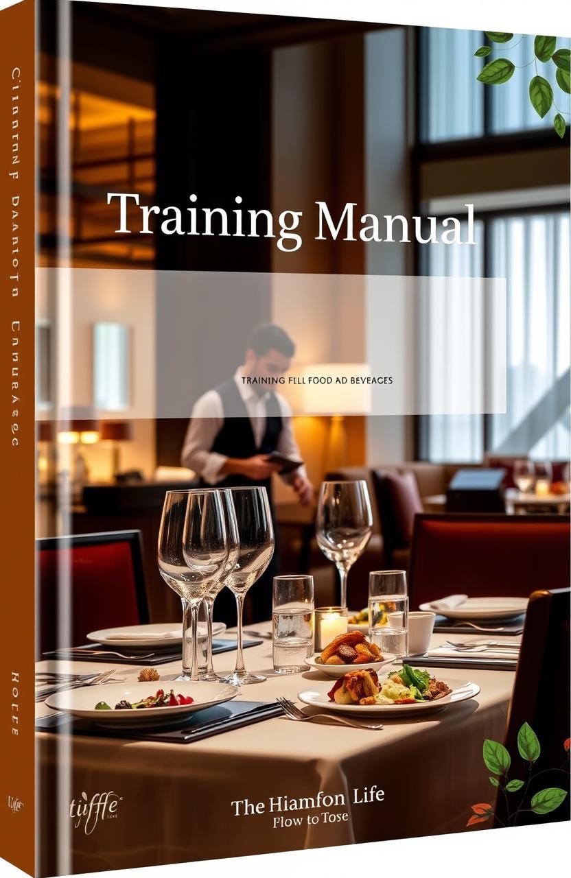 A professional and inviting book cover for a training manual focused on food and beverages