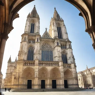 The impressive Gothic cathedral showcased intricate stone carvings and tall towering spires. The repeated 't' sound in 'tall towering' exemplifies alliteration.