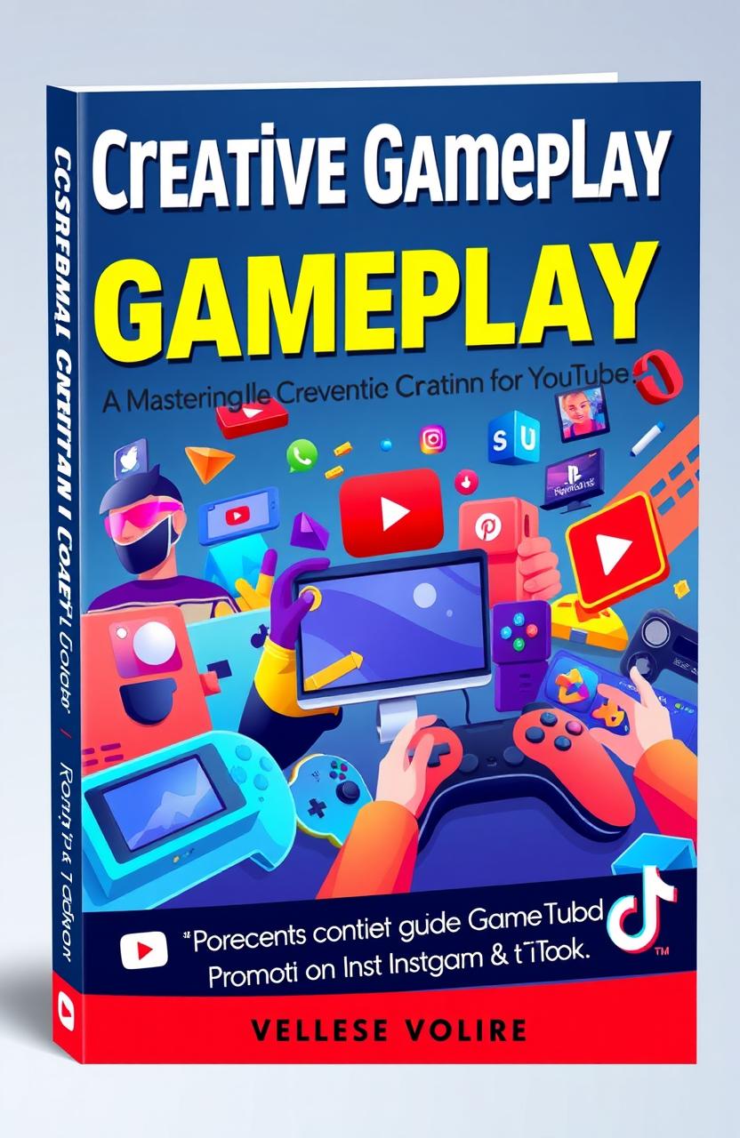A visually striking book cover design for a course on content creation for gaming YouTube channels