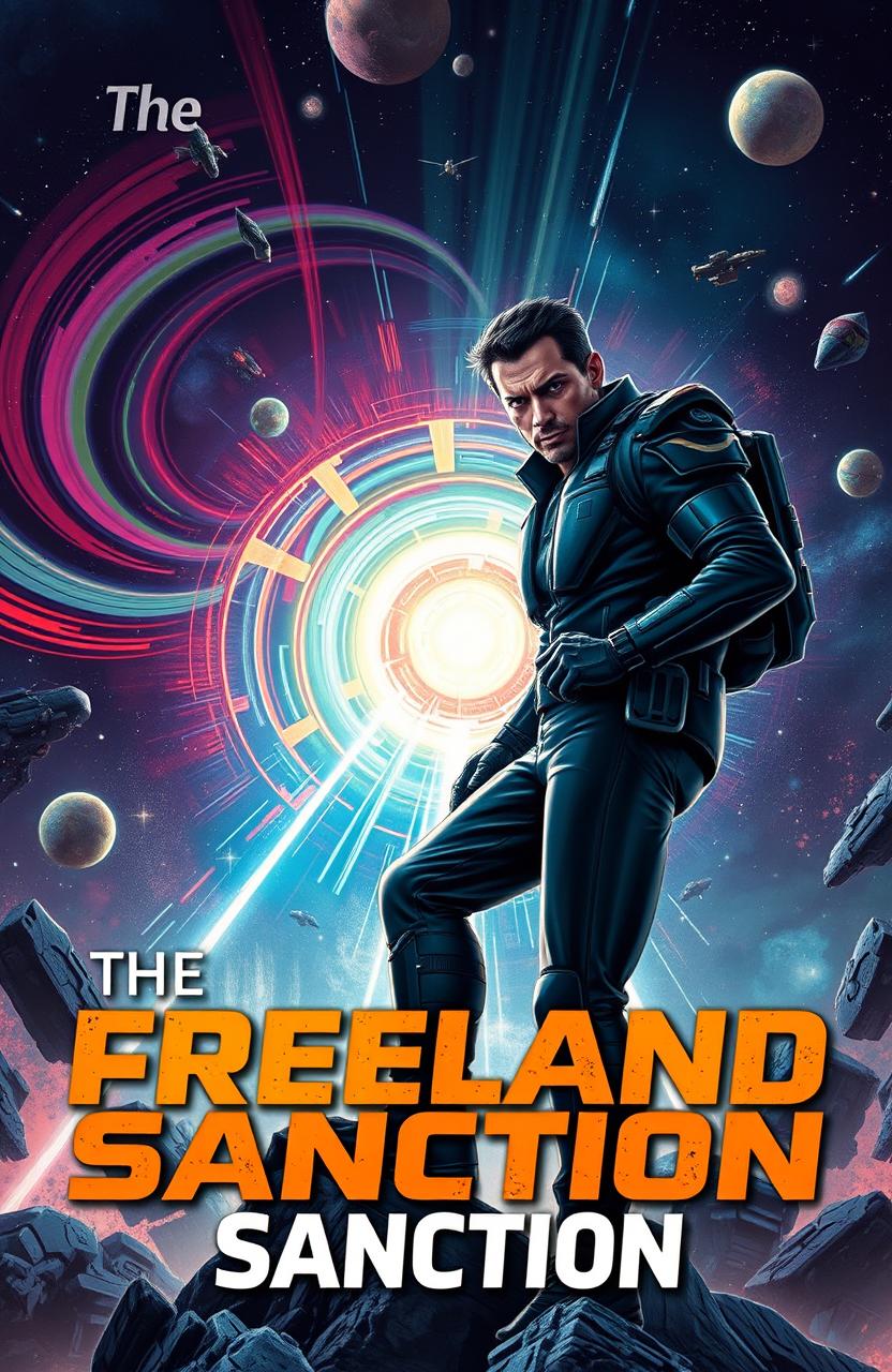A thrilling scene from a science fiction novel titled 'The Freeland Sanction'