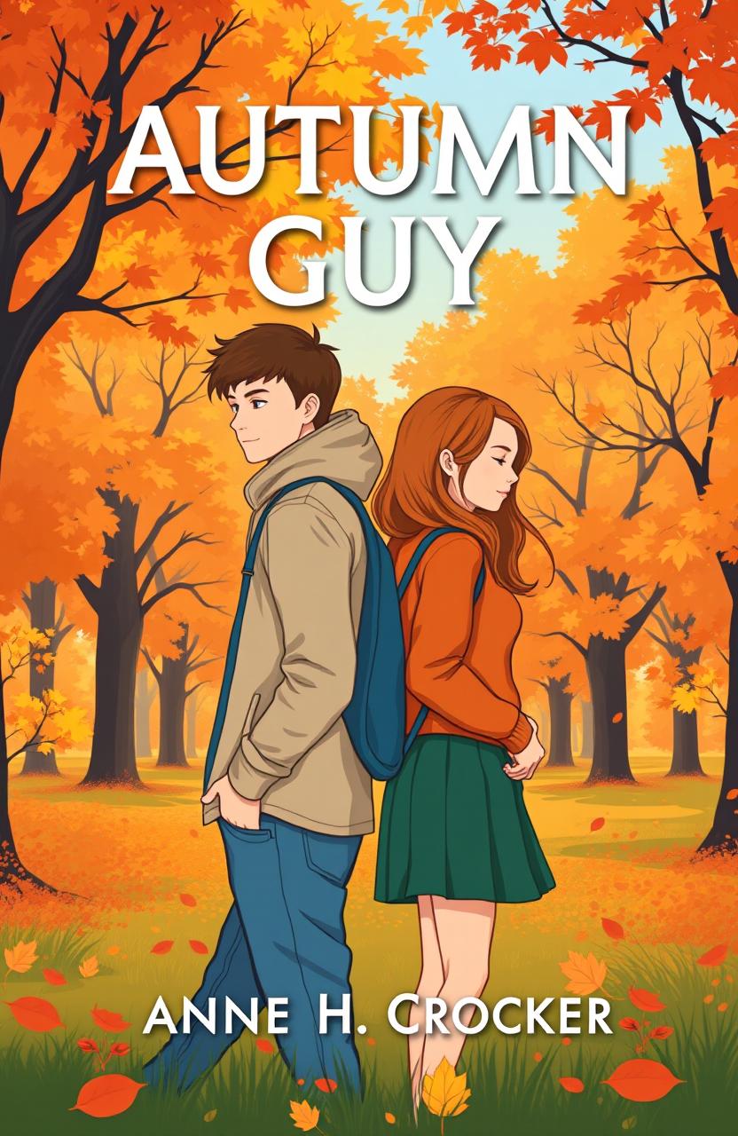 A vibrant book cover design for "Autumn Guy" by Anne H
