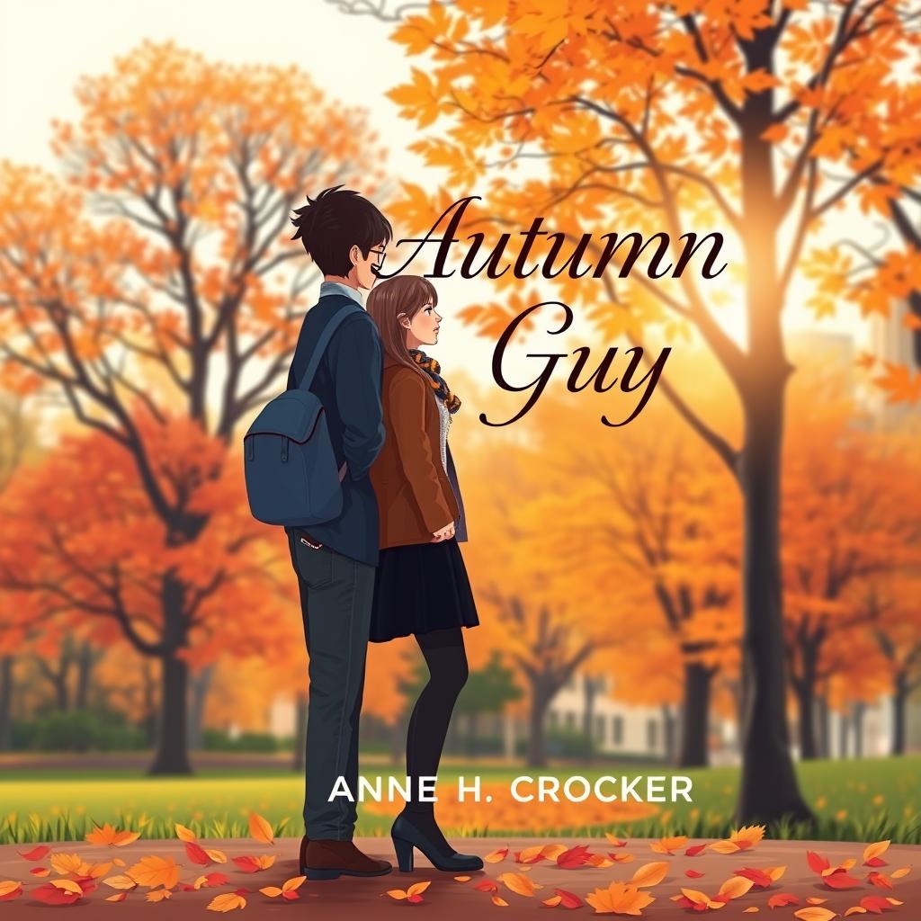 A vibrant book cover design for the novel 'Autumn Guy' by Anne H