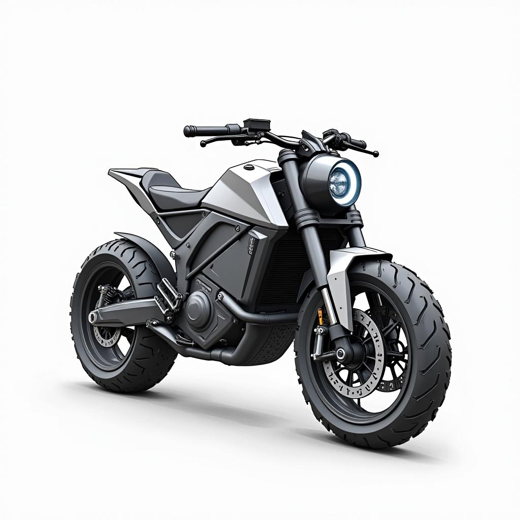Concept sketches in black and white graphics of an electric sports motorcycle, drawn with a blue pencil, featuring sharp contours while maintaining a strict and modern style in black and white colors