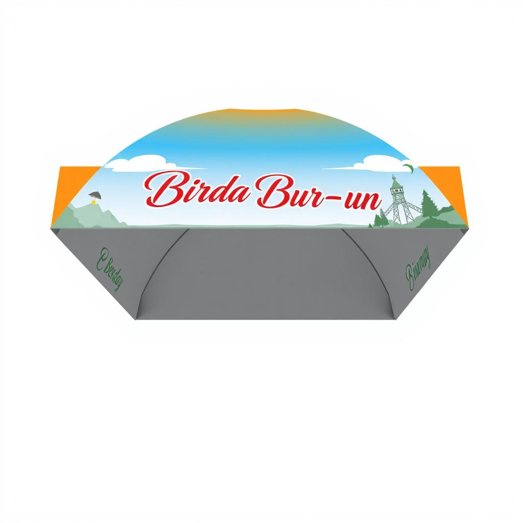 A visually appealing design for the roof of a rectangular dome tent, featuring a vibrant color scheme of orange, blue, and white