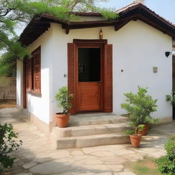 A beautiful, fully furnished, flat-type house in a traditional village design on a 600-square-foot plot, comprising two rooms, a kitchen, and a washroom.