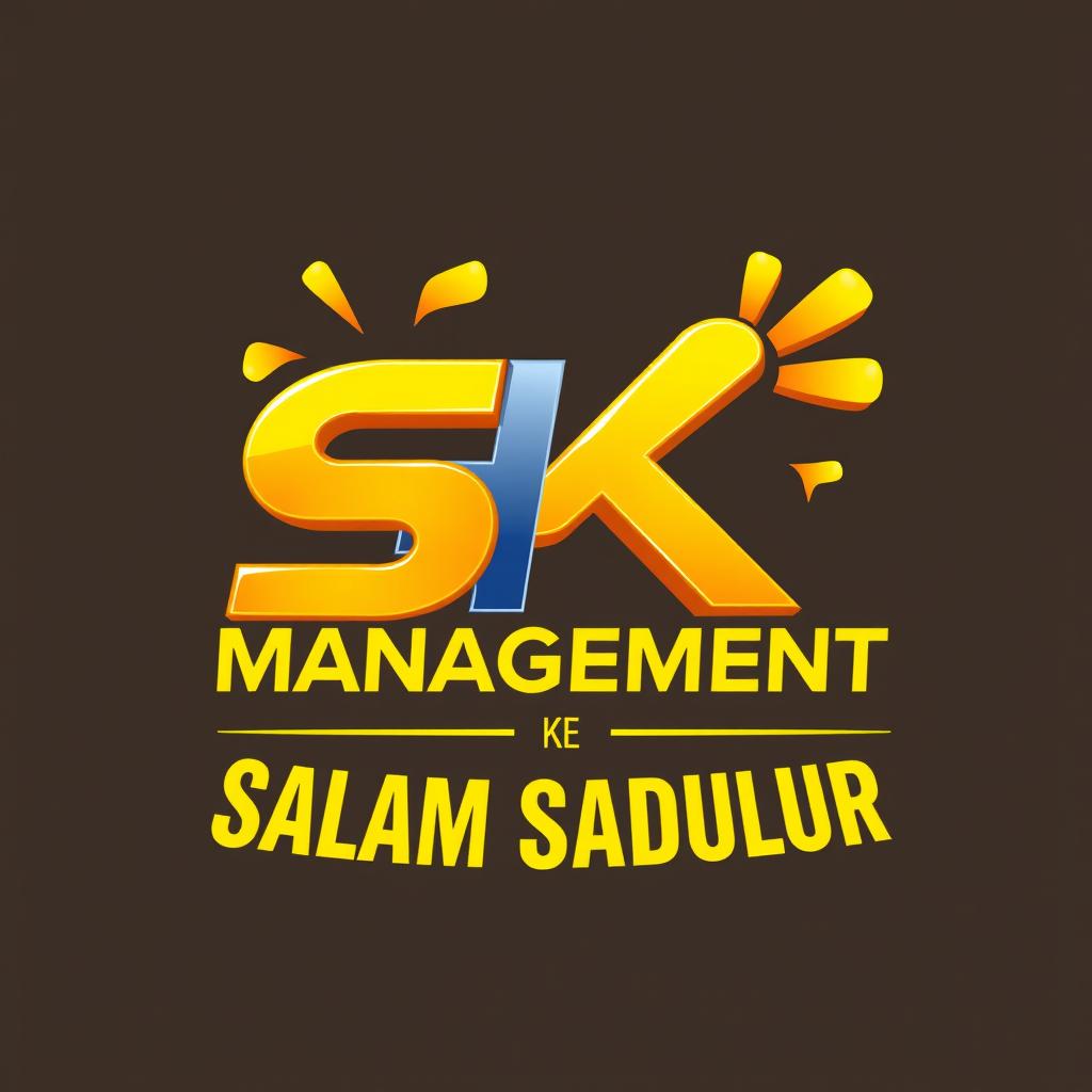 A vibrant and modern 3D logo design for 'SK MANAGEMENT KE 4 SALAM SADULUR', prominently featuring the number 4