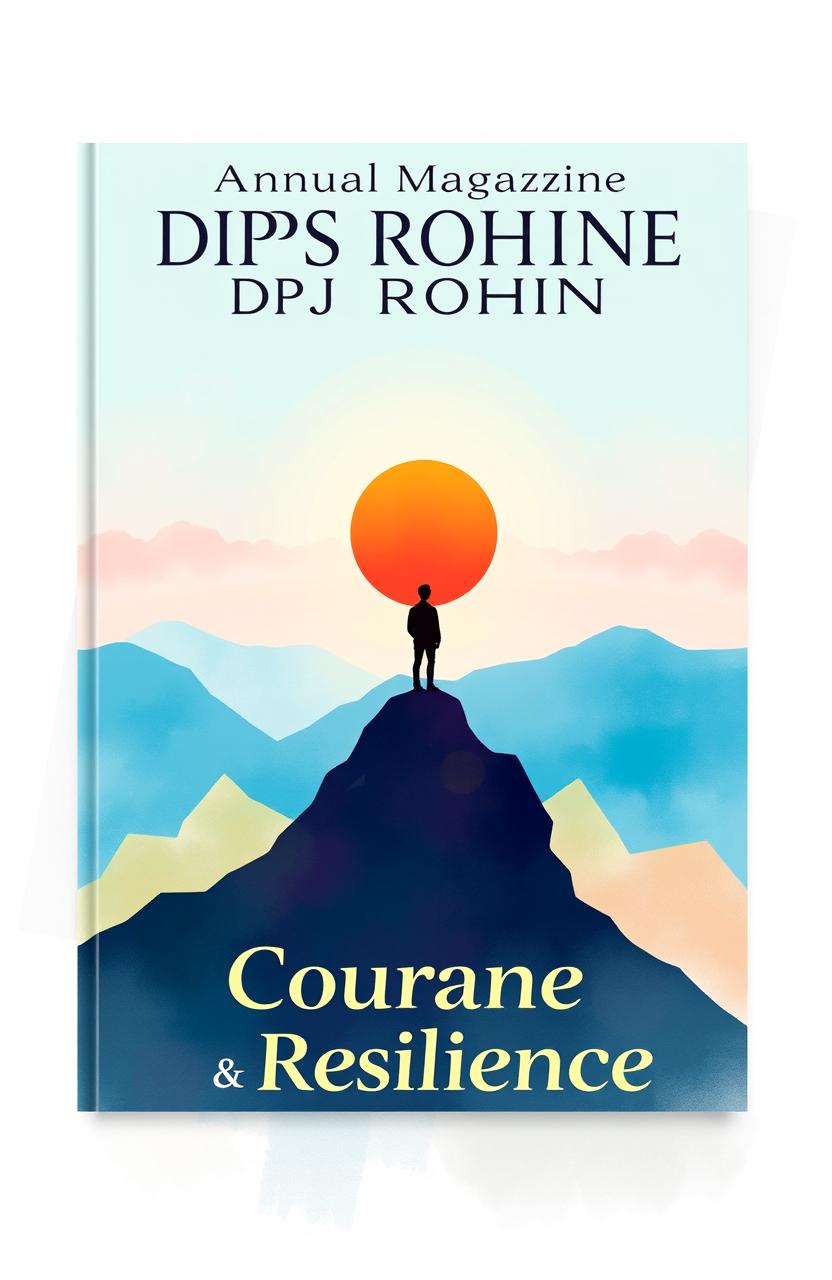 A book cover design for the Annual Magazine of DPS Rohini, featuring the theme of 'Courage and Resilience'