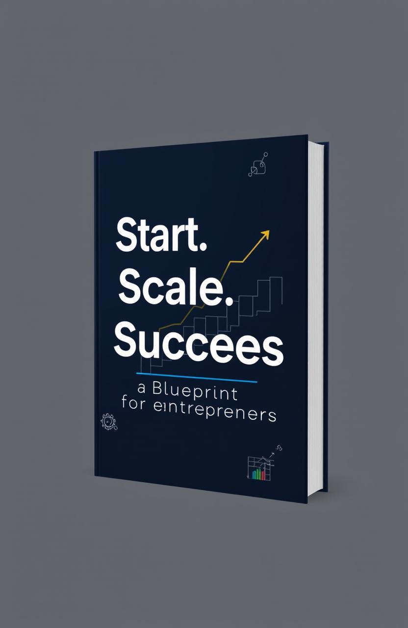 A sleek and modern book cover design for 'Start, Scale, Succeed: A Blueprint for Entrepreneurs'
