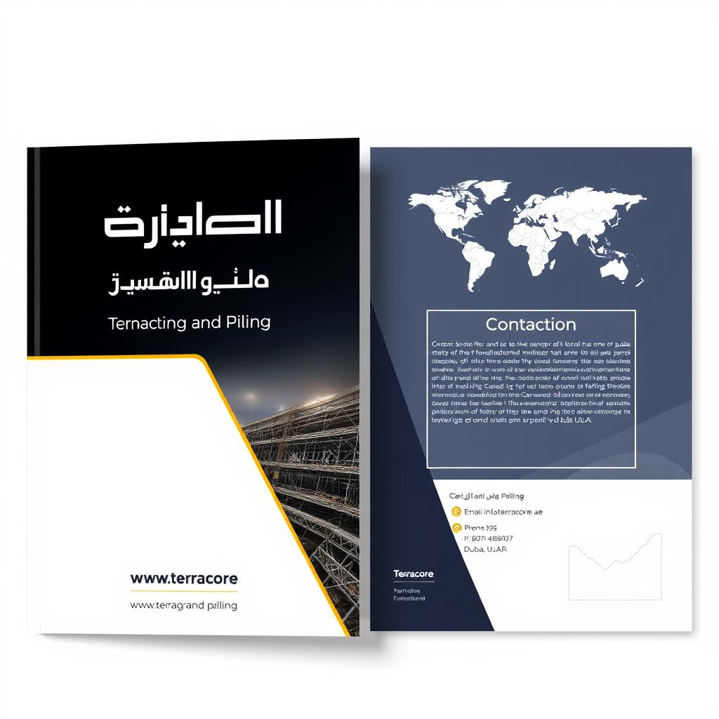 A modern and elegant cover design for 'Terracore Foundation and Piling' company brochure
