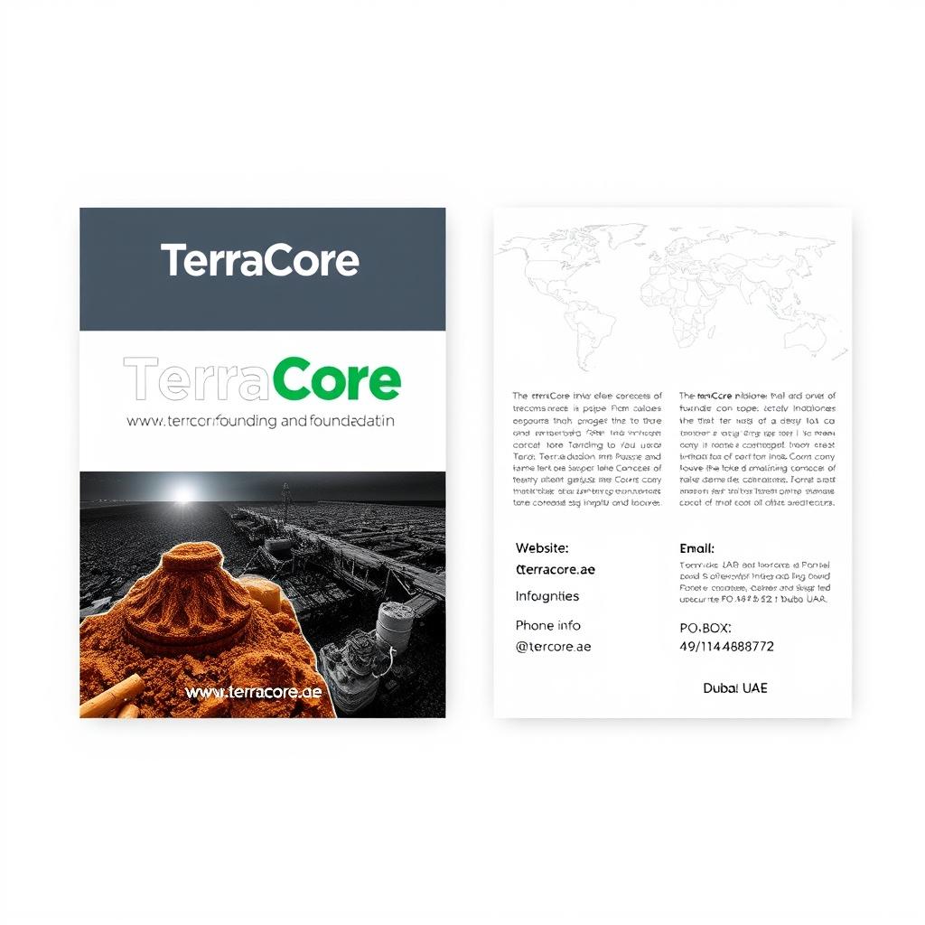 A clear and modern A4 booklet design in English for 'TerraCore Pilling & Foundation'