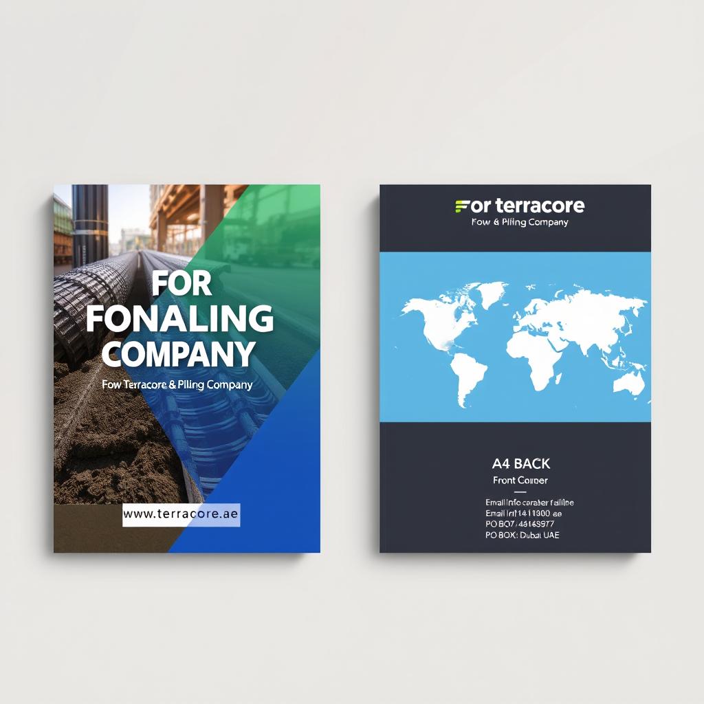 Two high-quality A4 booklet designs for 'For Terracore Foundation & Piling Company'