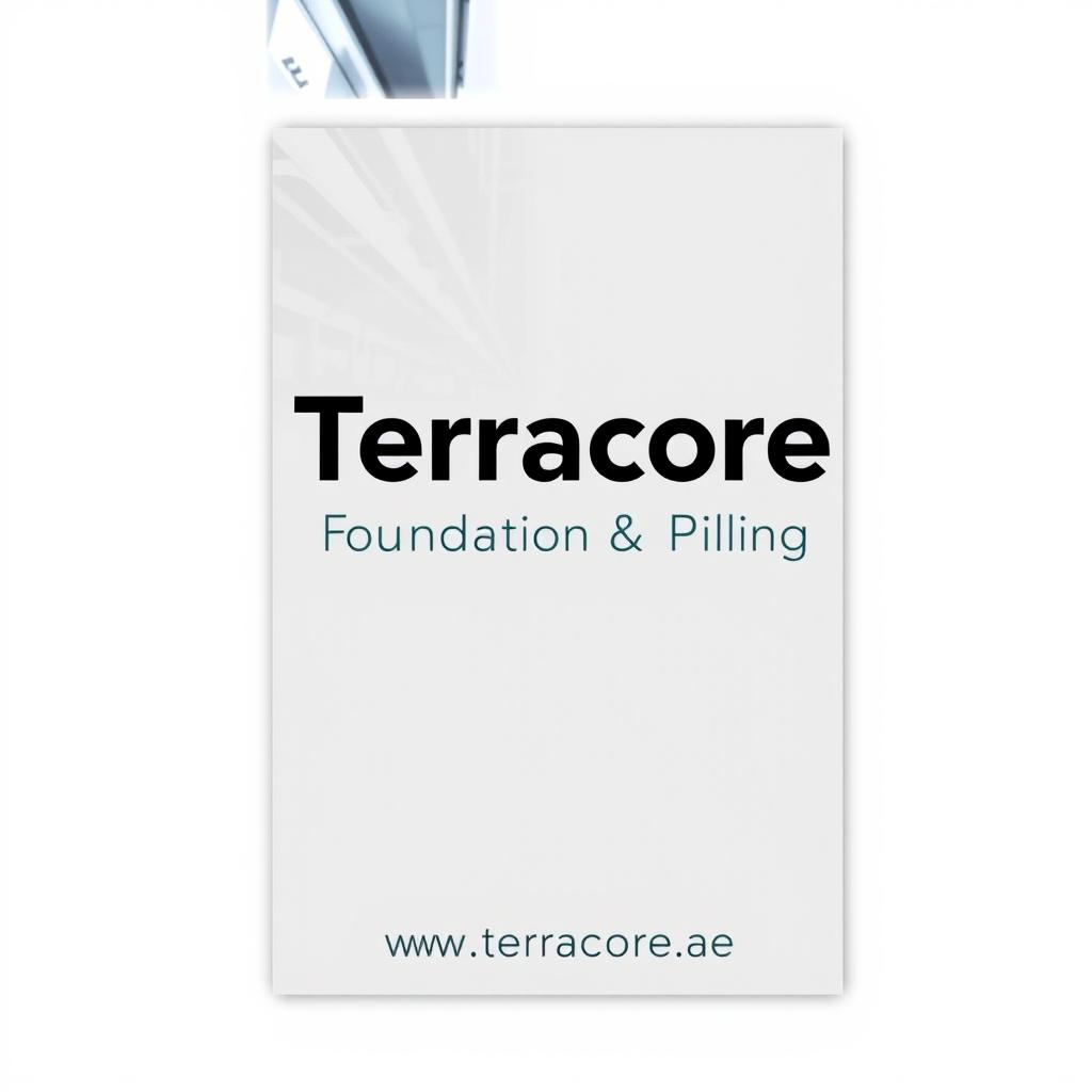 A clear and modern A4 front cover design for a booklet titled 'Terracore Foundation & Piling'