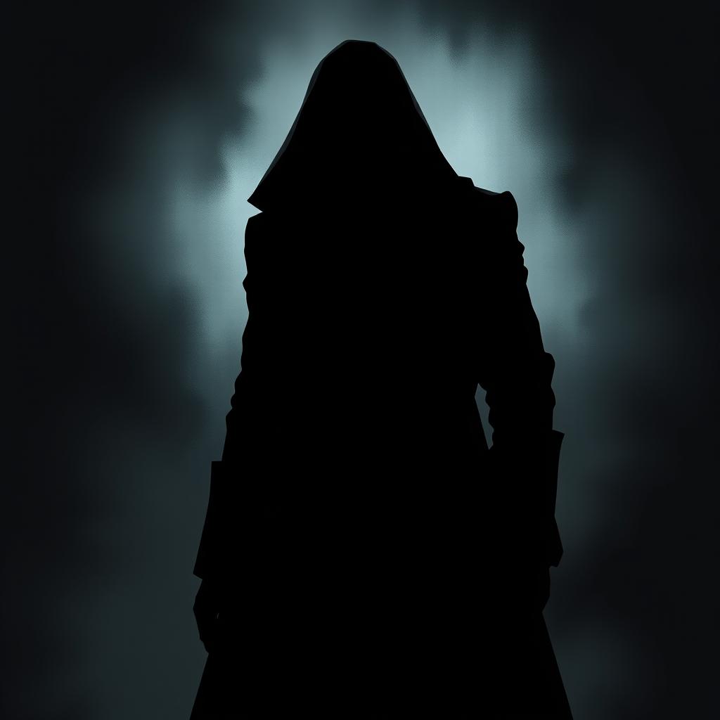 A dark silhouette illustration of an antagonist, featuring vague contours that create a mysterious identity