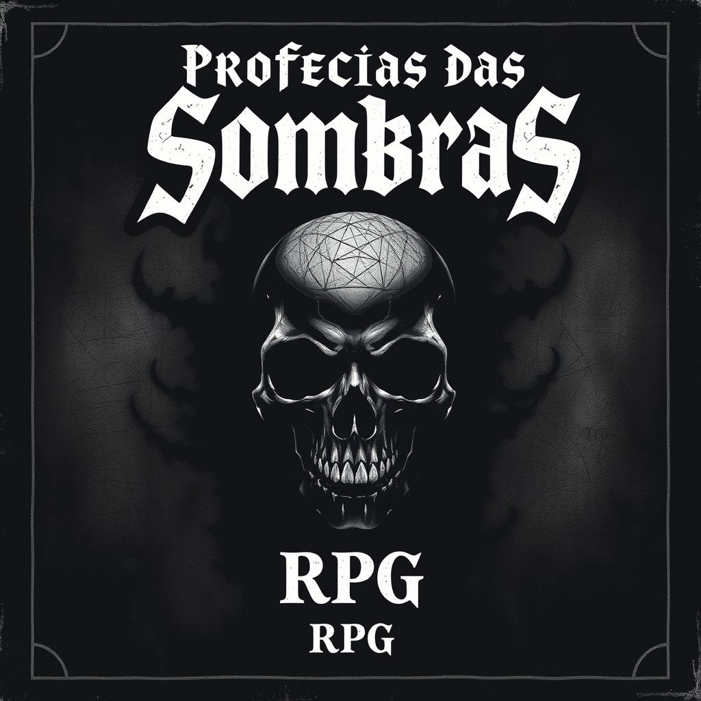 A dark and eerie RPG cover featuring a prominently displayed skull at the center, shrouded in shadows